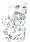  animal_ears blue monochrome nazrin sitting solo sukya tail touhou 