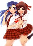  amami_haruka bad_id bad_pixiv_id heart idolmaster idolmaster_(classic) idolmaster_1 kisaragi_chihaya masaki_(celesta) multiple_girls plaid plaid_skirt rough_time_school school_uniform skirt 