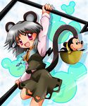  animal_ears bad_id bad_pixiv_id black_hair disney jewelry mickey_mouse nazrin necklace pink_eyes skirt tail takobue touhou zipang_(zip@ng_works) 