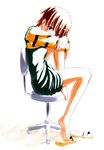  barefoot brown_eyes brown_hair chair fate/stay_night fate_(series) feet feet_on_chair fujimura_taiga full_body jas knee_up leg_hug legs office_chair pointer sandals shoes_removed short_hair sitting soles solo 