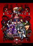  apron bad_id bad_pixiv_id bgn china_dress chinese_clothes clenched_teeth dress evil_smile flandre_scarlet frills full_body hat hellsing hong_meiling izayoi_sakuya koakuma looking_at_viewer mob_cap multiple_girls parody patchouli_knowledge puffy_short_sleeves puffy_sleeves purple_hair red_hair remilia_scarlet shaded_face short_sleeves silver_hair smile teeth touhou waist_apron 