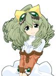  bow drill_hair goggles green_eyes long_hair maria_balthasar miyagoe_yoshitsuki ribbon skirt solo xenogears yellow_bow 