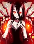  battleship_hime black_hair breasts glowing glowing_eyes highres horns kantai_collection long_hair looking_at_viewer medium_breasts oni_horns pale_skin red_eyes shinkaisei-kan smile tom_(drpow) 