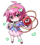  :&lt; ahoge blouse chibi hairband head_tilt heart jitome komeiji_satori kugelschreiber long_sleeves looking_at_viewer pink_eyes pink_hair pink_skirt short_hair simple_background skirt solo third_eye touhou white_background 