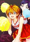  blue_eyes blue_hair brown_eyes brown_hair cheerleader futari_wa_precure hair_ornament hairclip long_hair misumi_nagisa multiple_girls pom_poms precure short_hair smile tima translated verone_gakuin_cheerleader_uniform yukishiro_honoka 