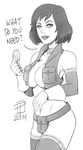  belt bioshock bioshock_infinite breasts call_me_po coin collar detached_sleeves elizabeth_(bioshock_infinite) greyscale kill_la_kill large_breasts monochrome nudist_beach_uniform short_hair sideboob thighhighs thimble utility_belt vest wrist_cuffs 