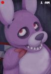  bonnie_(fnaf) bow_tie cuteosphere five_nights_at_freddy&#039;s fur lagomorph looking_at_viewer machine male mammal mechanical mucus nightmare_fuel pink_fur rabbit red_eyes tears 