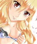  bad_id bad_pixiv_id blonde_hair bra bra_pull breasts brown_eyes face furuya_(seitokai_yakuindomo) hetare_(hetare013) lace lace_bra long_hair looking_at_viewer medium_breasts nipples seitokai_yakuindomo solo underwear 