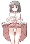  bad_id bad_pixiv_id bare_shoulders black_hair blush fundoshi japanese_clothes kara_no_kyoukai mouth_hold off_shoulder ohitashi_netsurou ryougi_shiki sarashi short_hair skirt skirt_lift thigh_gap undone_sarashi 