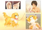  animal_costume animal_ears blue_eyes bodysuit collar costume dildo dog dog_costume gimpsuit leash male male_focus paws pet_play tail tashiro_yuu tetetor-oort uncensored 