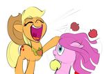  applejack_(mlp) equine female feral friendship_is_magic fruit furseiseki_(artist) happy horse mammal my_little_pony pinkie_pie_(mlp) pony smile 
