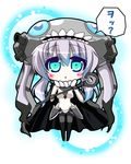  aqua_eyes blush bodysuit cane cannon cape chibi hat kantai_collection long_hair natsumikan shinkaisei-kan silver_hair solo teeth turret weapon wo-class_aircraft_carrier 