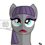  dialog english_text equine friendship_is_magic fur furpics grey_fur hair horse mammal maud_pie_(mlp) my_little_pony open_mouth plain_background pony purple_hair solo teal_eyes text white_background 
