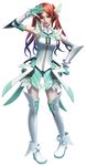  elbow_gloves gloves gradient_hair hair_ornament hand_on_hip looking_at_viewer multicolored_hair official_art open_mouth phantasy_star phantasy_star_online_2 quna_(pso2) simple_background smile solo twintails white_background 