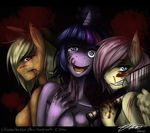  anthro anthrofied applejack_(mlp) blonde_hair blood breasts chiakitasso cleavage clothed clothing cowboy_hat equine female fluttershy_(mlp) freckles friendship_is_magic hair hat horn horse looking_at_viewer mammal my_little_pony nipples pegasus pink_hair pony purple_hair red_eyes side_boob tears twilight_sparkle_(mlp) unicorn wings 