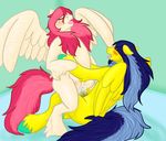  blue_hair blush breasts cowgirl_position cum equine erection eyes_closed female friendship_is_magic fur hair horse male mammal my_little_pony on_top original_character pegasus penetration penis pink_hair pony pussy sex straddling straight teats two_tone_hair vaginal vaginal_penetration wings yellow_fur 