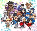  &gt;_&lt; 6+girls archer arisu_shiria armor artoria_pendragon_(all) assassin_(fate/stay_night) bandages berserker black_eyes black_legwear blonde_hair bow brown_eyes brown_hair cape caster character_request closed_eyes cross emiya_shirou everyone fate/stay_night fate/zero fate_(series) gilgamesh glasses gloves greaves green_eyes grin hair_bow hand_on_own_face heart holding_hands illyasviel_von_einzbern kuzuki_souichirou lancer long_hair luviagelita_edelfelt matou_sakura multiple_boys multiple_girls pointing polearm purple_hair red_eyes rider ringlets saber sella silver_hair smile spear sword tattoo thighhighs toosaka_rin waver_velvet weapon yellow_eyes zettai_ryouiki 