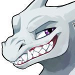  blitzdrachin charizard emoji fan_character fangs grin headshot_portrait nintendo pok&eacute;mon pok&eacute;mon_(species) portrait purple_eyes smile smug solo teeths video_games 