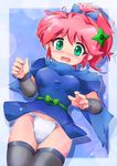  bad_id bad_pixiv_id blush bow breasts final_fantasy final_fantasy_v fundoshi green_eyes hair_bow japanese_clothes lenna_charlotte_tycoon looking_at_viewer medium_breasts ninja ninja_(final_fantasy) open_mouth pink_hair short_hair solo thighhighs zipang_(zip@ng_works) 