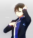  aki_(neyuki41028) black_hair brown_eyes formal kihara_tsumugu male_focus nagi_no_asukara necktie suit 