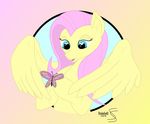  blue_eyes butterfly equine female fluttershy_(mlp) friendship_is_magic fur hair horse insect long_hair mammal my_little_pony open_mouth pegasus pink_hair pony solo wings wodahseht yellow_fur 