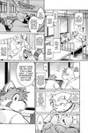  canine chubby comic dog english_text futaba_kotobuki greyscale inside male mammal monochrome namihira_kousuke red_panda takaki_takashi text 