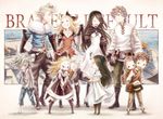  3boys age_comparison agnes_oblige blonde_hair blue_eyes blush book boots bow bravely_default:_flying_fairy bravely_default_(series) breasts brown_eyes brown_hair dress edea_lee elbow_gloves gloves hair_bow hairband highres long_hair medium_breasts multiple_boys multiple_girls pantyhose ribbon ringabel satou_kivi short_hair siblings small_breasts smile thighhighs til_oria tiz_oria younger 