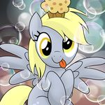  cute derpy_hooves_(mlp) drawponies equine female food friendship_is_magic mammal muffin my_little_pony pegasus solo tongue wings 