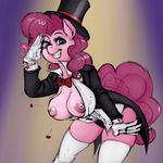  anthrofied blue_eyes bow_tie breasts clothing colored edit equine female friendship_is_magic fur gloves hair happy hat horse kevinsano legwear looking_at_viewer mammal muh-arts my_little_pony nipples pink_fur pink_hair pinkie_pie_(mlp) pony smile solo thigh_highs top_hat wardrobe_malfunction 