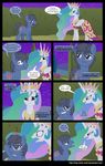  blood blue_fur brown_eyes comic crown cutie_mark dialog english_text equine female friendship_is_magic fur grey_hair hair hedge horn horse male mammal mlp-silver-quill multi-colored_hair my_little_pony night open_mouth original_character outside pony princess_celestia_(mlp) purple_eyes royalty smile stars teeth text tree white_fur winged_unicorn wings 