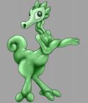  3_toes alien big_nose curled_tail digitigrade female fish flower green_eyes green_flesh green_skin invalid_tag marine monochrome mouthless notnoponyatall plant rubber seahorse snout solo synthetic toes wide_hips zanistra 