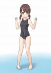  arms_up brown_eyes brown_hair highres low_twintails miyabi_non one-piece_swimsuit original school_swimsuit short_hair solo swimsuit twintails 