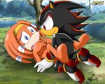  bardock119 bbmbbf blue_eyes breasts duo echidna female hedgehog mammal mobius_unleashed nipples open_mouth palcomix sega shadow shadow_the_hedgehog sonic_(series) the tikal tikal_the_echidna 