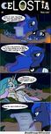  blue_fur blue_hair bonfire bottle bredgroup comic crossover crown cutie_mark english_text equine female feral friendship_is_magic fur hair horn horse long_hair magic mammal multi-colored_hair my_little_pony night pony princess_celestia_(mlp) princess_luna_(mlp) purple_eyes quill royalty scroll silverane text winged_unicorn wings 