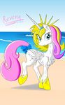  blue_eyes equine fur hair horn horse lolmaster looking_at_viewer mammal my_little my_little_pony original_character pony revena seaside white_fur winged_unicorn wings 