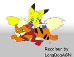  ambiguous_gender blue_eyes general: green_eyes growlithe invalid_tag longdogagn nintendo open_mouth pikachu pok&#233;mon pok&eacute;mon spec: surprise theskeleton video_games 