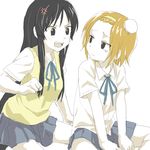  akiyama_mio angry black_eyes black_hair brown_hair hairband head_bump k-on! long_hair multiple_girls ronti sakuragaoka_high_school_uniform school_uniform tainaka_ritsu tears 