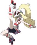  blonde_hair fingerless_gloves full_body gloves green_eyes gym_leader highres koruni_(pokemon) official_art oomura_yuusuke pokemon pokemon_(game) pokemon_xy roller_skates shorts shorts_under_skirt skates solo transparent_background wristband 