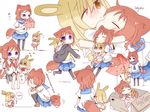  ;) =_= animal animal_ears bad_id bad_pixiv_id black_legwear blonde_hair blue_skirt blush bunny bunny_ears bunny_tail closed_eyes cowboy_shot fox fox_ears fox_tail fud fukuji_mihoko heterochromia hug kazekoshi_school_uniform kemonomimi_mode kiyosumi_school_uniform looking_at_viewer multiple_girls one_eye_closed pantyhose pleated_skirt purple_eyes red_hair red_skirt running sailor_collar saki school_uniform serafuku short_hair short_sleeves simple_background skirt smile standing tail takei_hisa translated white_background 