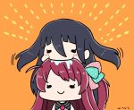  2girls biting blush chibi eyes_closed fangs happy hitsujikoex minamoto_sakura multiple_girls saliva smile yamada_tae zombie_land_saga 