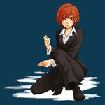  androgynous baccano! bad_id bad_pixiv_id ennis formal isshoku_(shiki) pant_suit red_eyes red_hair reverse_trap solo suit 