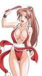  bad_id bad_pixiv_id breasts cleavage fatal_fury highres huge_breasts long_hair pelvic_curtain revealing_clothes saruanu shiranui_mai solo the_king_of_fighters 