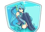  aqua_eyes aqua_hair box chan_co cube detached_sleeves full_body hatsune_miku headphones in_box in_container long_hair necktie skirt solo submerged thighhighs twintails very_long_hair vocaloid 