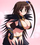  breasts brown_eyes brown_hair cleavage covered_nipples glasses gloves hair_bobbles hair_ornament huge_breasts kazakiri_hyouka kishi_nisen long_hair midriff one_side_up solo to_aru_majutsu_no_index very_long_hair 