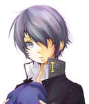  androgynous bad_id bad_pixiv_id blue_eyes blue_hair cabbie_hat hair_over_one_eye hat persona persona_4 reverse_trap shirogane_naoto short_hair solo u35 