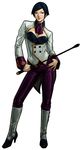  black_hair boots breasts cleavage cleavage_cutout contrapposto cravat elisabeth_blanctorche hand_on_hip high_heels hiroaki_(kof) knee_boots large_breasts official_art pants riding_crop shoes short_hair snk solo standing the_king_of_fighters the_king_of_fighters_xi tight tight_pants 