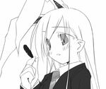  animal_ears bunny_ears feathers greyscale mizuno_minato monochrome reisen_udongein_inaba solo touhou 