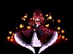  blood blue_eyes bug butterfly crown dress duplicate insect juugoya_neko maria_(umineko) orange_hair ribbon short_hair solo umineko_no_naku_koro_ni ushiromiya_rosa 