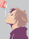  bad_id bad_pixiv_id brown_eyes brown_hair close-up drinking hanamura_yousuke looking_up male_focus messy messy_hair milk milk_carton open_mouth persona persona_4 profile sexually_suggestive solo suggestive_fluid sumii_(fumiki7) tongue 