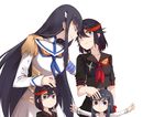  :t absurdres black_eyes black_hair blush closed_eyes epaulettes highres if_they_mated incest ips_cells junketsu kill_la_kill kiryuuin_satsuki long_hair matoi_ryuuko midriff mother_and_daughter multicolored_hair multiple_girls outstretched_arms pout red_hair school_uniform senketsu serafuku short_hair siblings sidelocks simple_background sisters skirt smile two-tone_hair yorukun yuri 